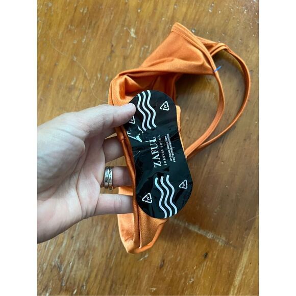 Zaful NWT orange shimmer bikini bottom S/4 - Picture 4 of 4